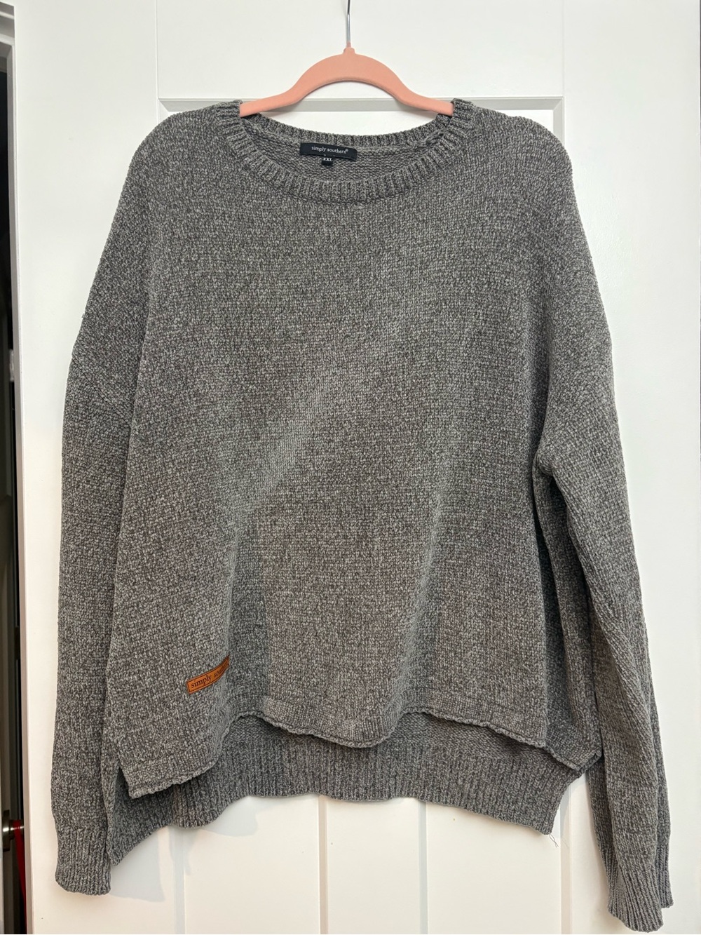 Simply Southern Women's Gray Crewneck Knit Sweater